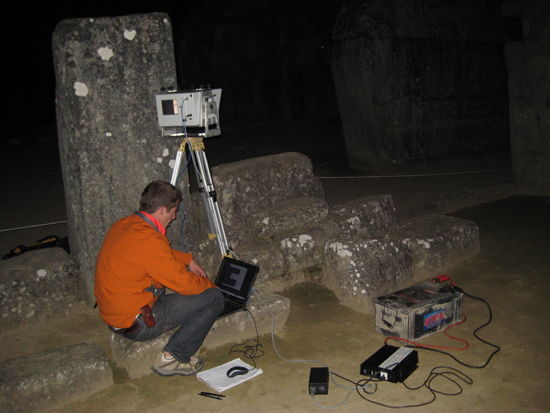 David scanning at night